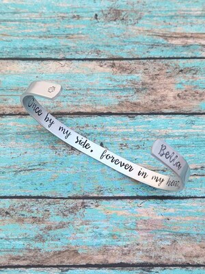 Pet Memorial Bracelet, Pet Remembrance Gift, Personalized Pet Jewelry, Dog Memorial Gift, Pet Loss Gift, Hand Stamped Jewelry, Gift For Her - image1